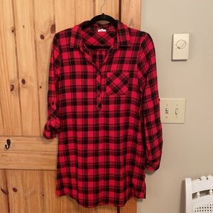 En Creme Buffalo Plaid  Red and Black Dress